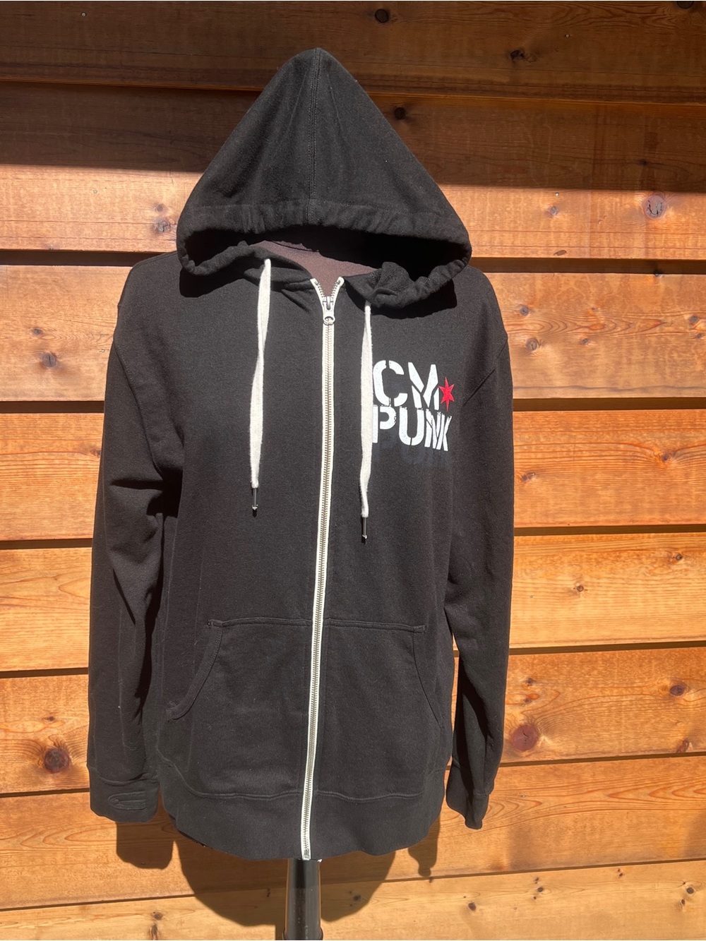 WWE CM Punk Black Full-Zip Hooded Sweatshirt